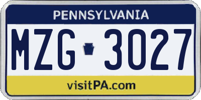 PA license plate MZG3027