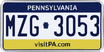 PA license plate MZG3053