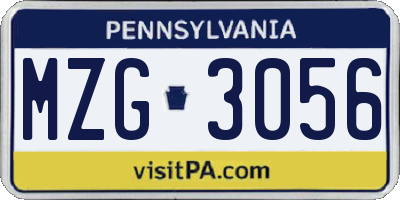 PA license plate MZG3056