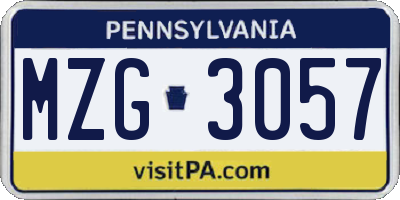 PA license plate MZG3057