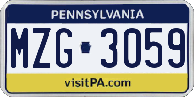 PA license plate MZG3059