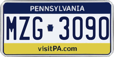 PA license plate MZG3090