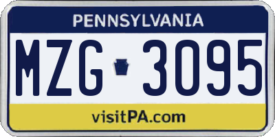 PA license plate MZG3095