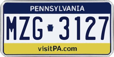 PA license plate MZG3127