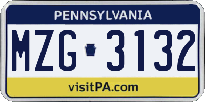 PA license plate MZG3132