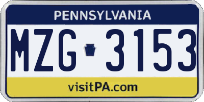 PA license plate MZG3153