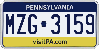 PA license plate MZG3159