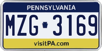 PA license plate MZG3169
