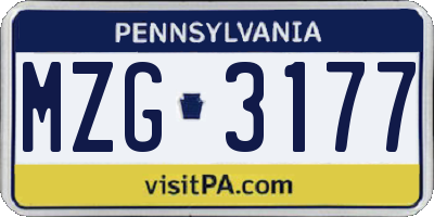 PA license plate MZG3177