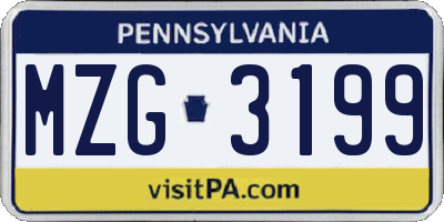 PA license plate MZG3199