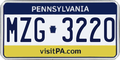 PA license plate MZG3220