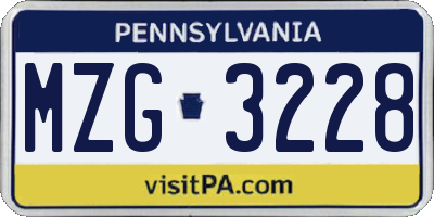 PA license plate MZG3228