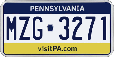 PA license plate MZG3271