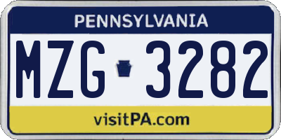 PA license plate MZG3282
