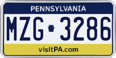 PA license plate MZG3286