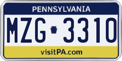 PA license plate MZG3310