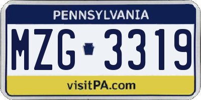 PA license plate MZG3319