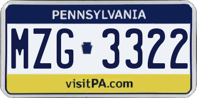 PA license plate MZG3322