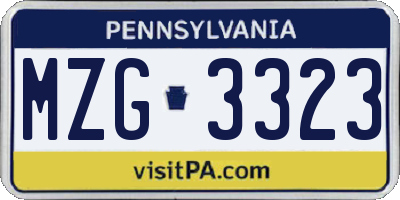 PA license plate MZG3323