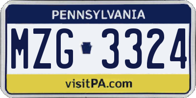 PA license plate MZG3324