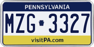 PA license plate MZG3327