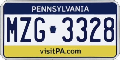 PA license plate MZG3328