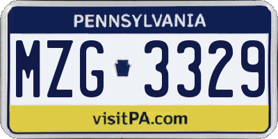 PA license plate MZG3329