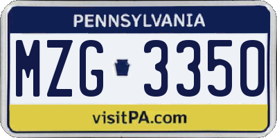 PA license plate MZG3350