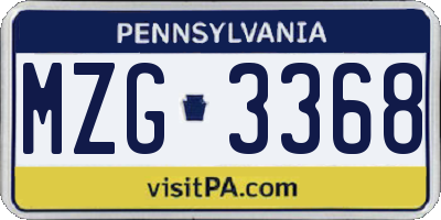 PA license plate MZG3368