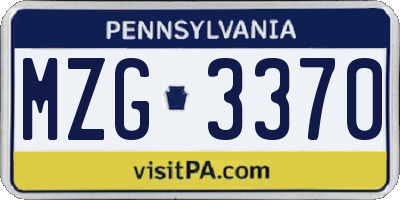 PA license plate MZG3370