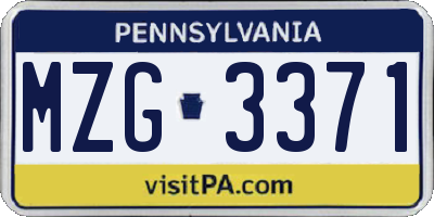 PA license plate MZG3371
