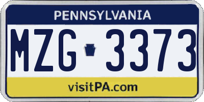 PA license plate MZG3373