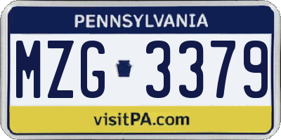 PA license plate MZG3379