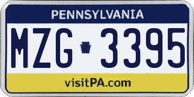 PA license plate MZG3395