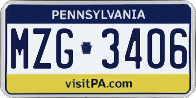 PA license plate MZG3406