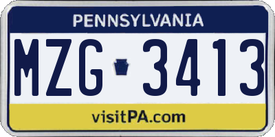 PA license plate MZG3413