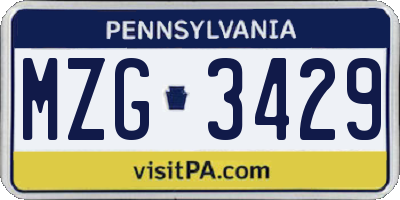 PA license plate MZG3429