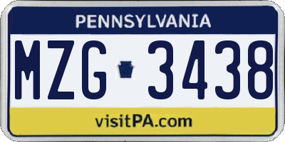 PA license plate MZG3438