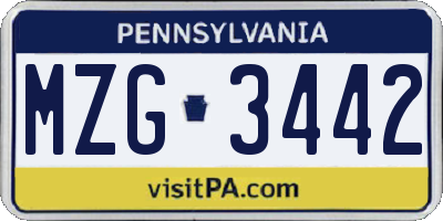 PA license plate MZG3442