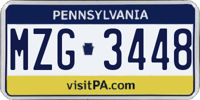 PA license plate MZG3448