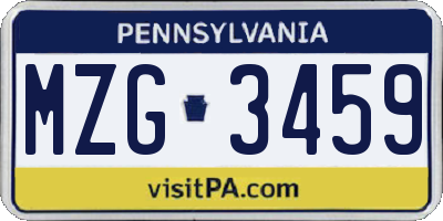 PA license plate MZG3459