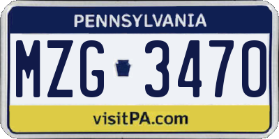 PA license plate MZG3470