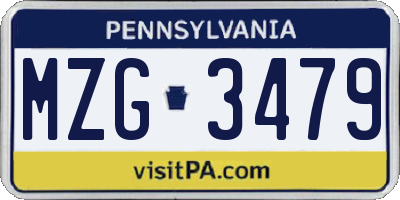 PA license plate MZG3479