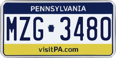 PA license plate MZG3480