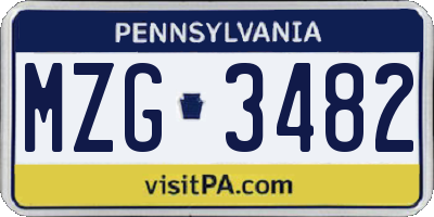 PA license plate MZG3482