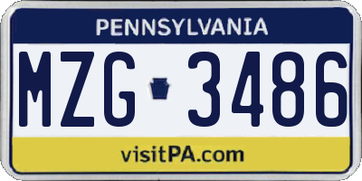 PA license plate MZG3486