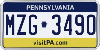 PA license plate MZG3490