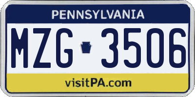 PA license plate MZG3506