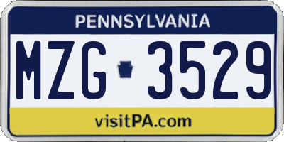 PA license plate MZG3529