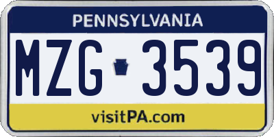 PA license plate MZG3539